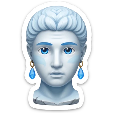 ancient greece marble sculpture head with a blue aura around the background of it sticker