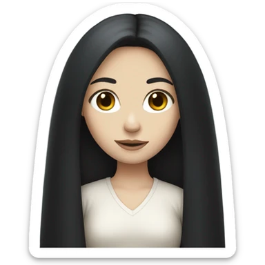 pale girl with long black hair sticker