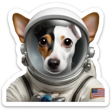 Rat terrier in a space suit on the moon sticker
