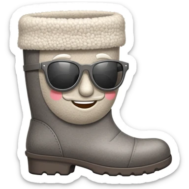 A cute traditional Russian felt boot (valenok) with a smiling face, wearing sunglasses and looking cool sticker