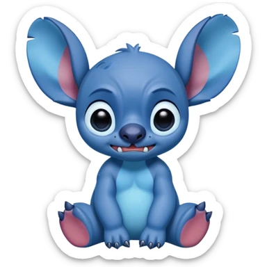 sad stitch full body and cute animated and looks like from the Disney movie lilo and stitch sticker