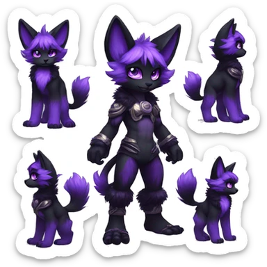 Anthro-Edgy-Cool-Black-Purple-Contrast-Colors-Fantasy-Fur-Sona-Chibi-Shiny-Fakémon-Hybrid full body sticker
