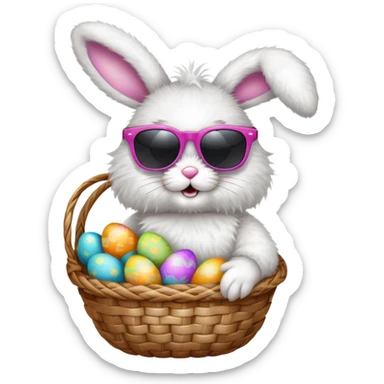 Easter bunny wearing sunglasses sticker