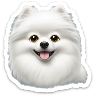 White mini white Pomerania dog  sticker