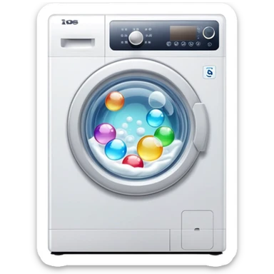 washing machine with soap bubbles inside sticker