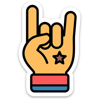 gangster hand gesture with tattoo color outline icon style sticker