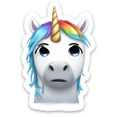 Sad unicorn crying rainbow tears sticker
