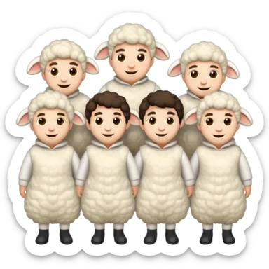 Quero 5 pessoas vestidas de ovelhas sticker