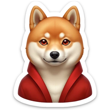Cinematic Noble Shiba Inu Portrait Emoji, Poised and regal, with a compact, agile build and a well-groomed coat of vibrant red with a creamy underbelly, deep-set soulful brown eyes, Simplified yet sharp and sophisticated features, highly detailed, glowing with a soft, dignified glow, high shine, intelligent and spirited, stylized with an air of elegance, focused and attentive, soft glowing outline, capturing the essence of a watchful and confident companion, so majestic it feels as though it could prance out of the screen with effortless authority! sticker
