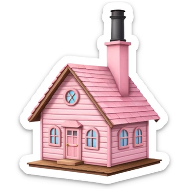 Pink pastel cabin with on the roof sticker
