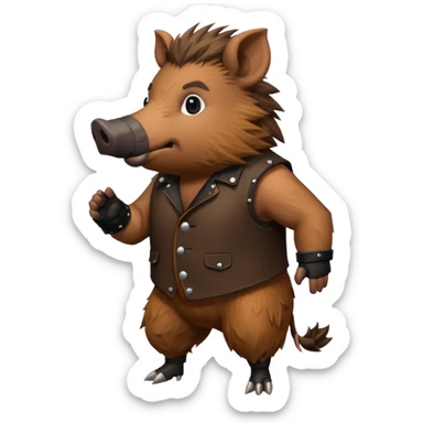 wild boar, punk hair, full body sticker