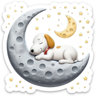 Snoopy sleeping in the moon sticker