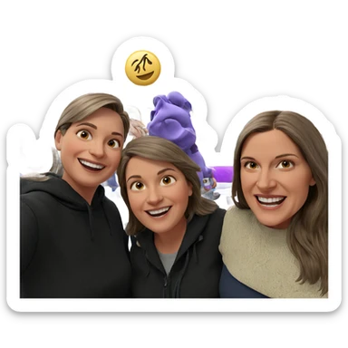 happy grandmother with granddaughters sticker