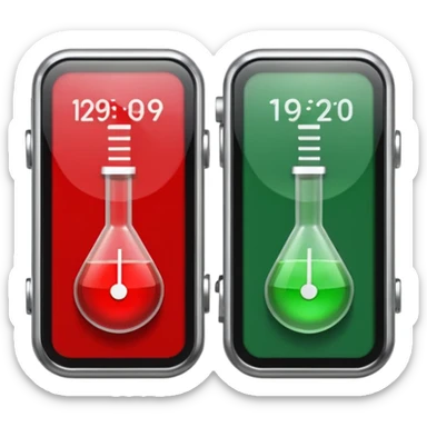velocimeter with the color red in the right and the color green in the left sticker