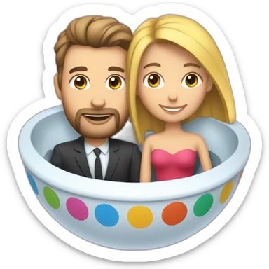 Un couple hétérosexuel sur une soucoupe volante sticker