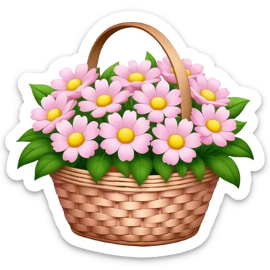 basket of light pink flowers sticker