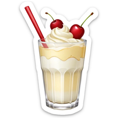 Japanese Cream soda clear glass with ice and vanila + cherry on top sticker