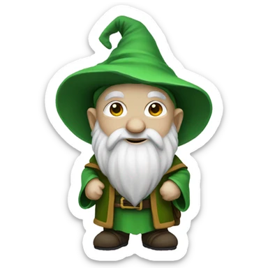Gnome wizard with green clothes sticker
