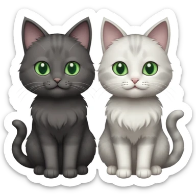 2 different coloured grey cats including one dark grey and white cat and one completely solid dark grey cat with green eyes and only white paws sticker