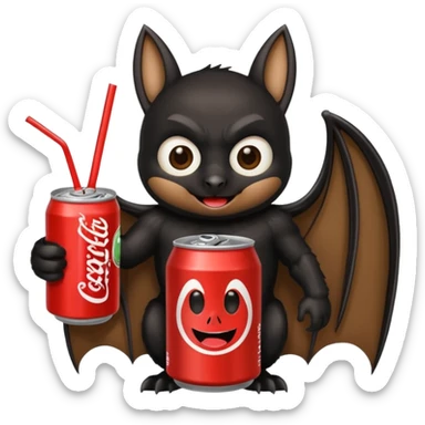 black bat drinkig soda sticker