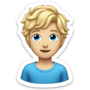 blonde haired boy with blue hearts in his eyes sticker