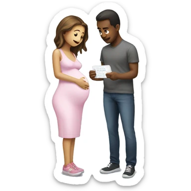 couple looking at pregnancy test sticker
