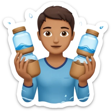 Water bearer holding do jars and spiking water inspired by aquarius sign sticker