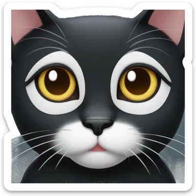 black cat with a white chin and white paws sticker