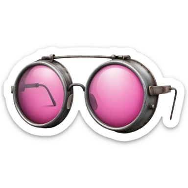 retro style welding glasses with pink lenses, vintage safety eyewear sticker