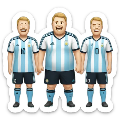 Laughing Tears white man. Obese. argentina soccer uniform. laughing tears sticker