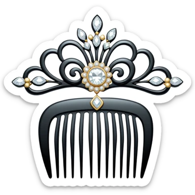 elegant white hair comb with diamonds sticker