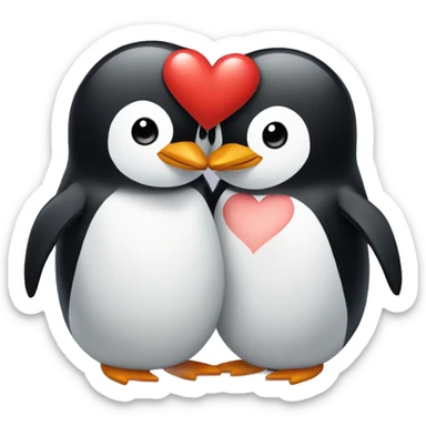 Penguin couple with a heart in the middle  sticker