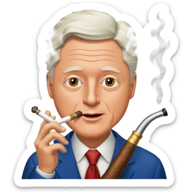 Bill Clinton smoking a tobacco pipe￼ sticker