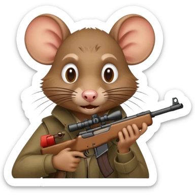 a crazy rat aiming down a sniper rifle sticker