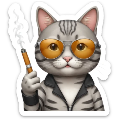 Cat, sunglasses, thumbs up, cigarette  sticker