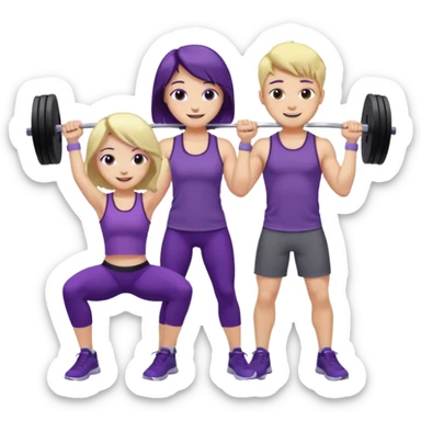 cute blonde boy smiling and lifting weights with pale girlfriend with dark purple hair sticker