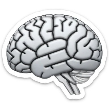A simple emoji of a brain with a horizontal loading bar underneath, partially filled, flat emoji style, bold outline, minimal details sticker