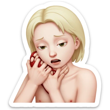 A person strangling themselves sticker