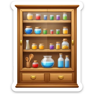 display showcase cabinet with items sticker