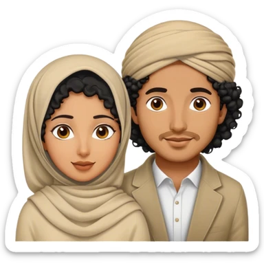 à black curly hair husband and a bengali hijabi wife  sticker