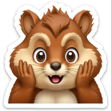 Squirrel that’s shocked with hands on the face  sticker