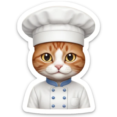 black chef cat wearing a tall white chef hat sticker