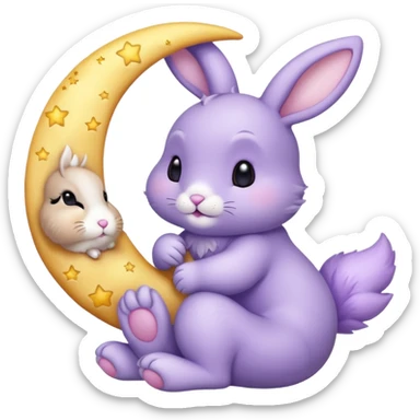 Lavender bunny holding a moon 🌙 🐰 sticker