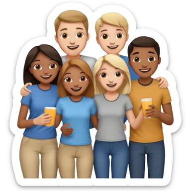 4 inclusive friends (3 girls and 1 man) laughing sticker