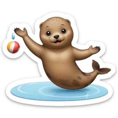 A seal performing gymnastics and jugglingo on ice sticker