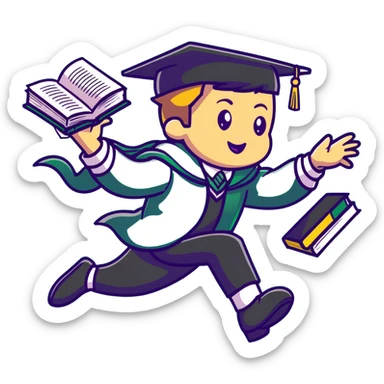 Slytherin student tripping and falling with books and wand flying sticker
