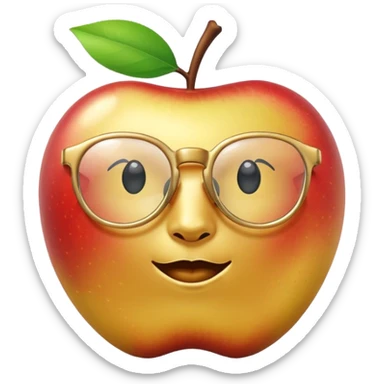 golden apple with glasses and no face sticker