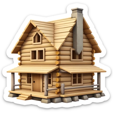 under construction log house sticker