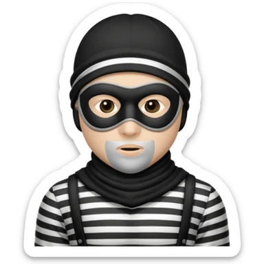 burglar with mask and black white clothes sticker