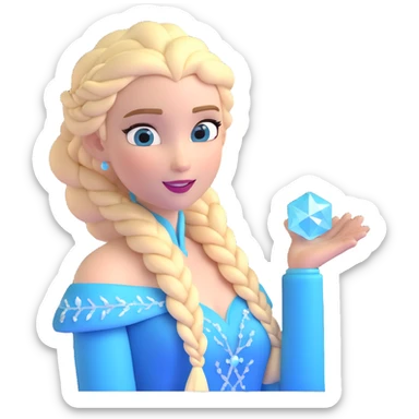 Queen Elsa ice powers with blonde braid, upper body from Frozen sticker